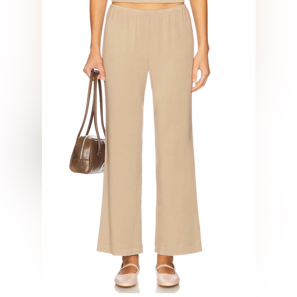 DONNI Baby Rib Contrast Scallop Pant in Shitake
